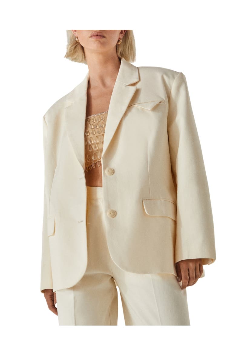 Twill Oversized Tailored Blazer, Alternate, color, Cream