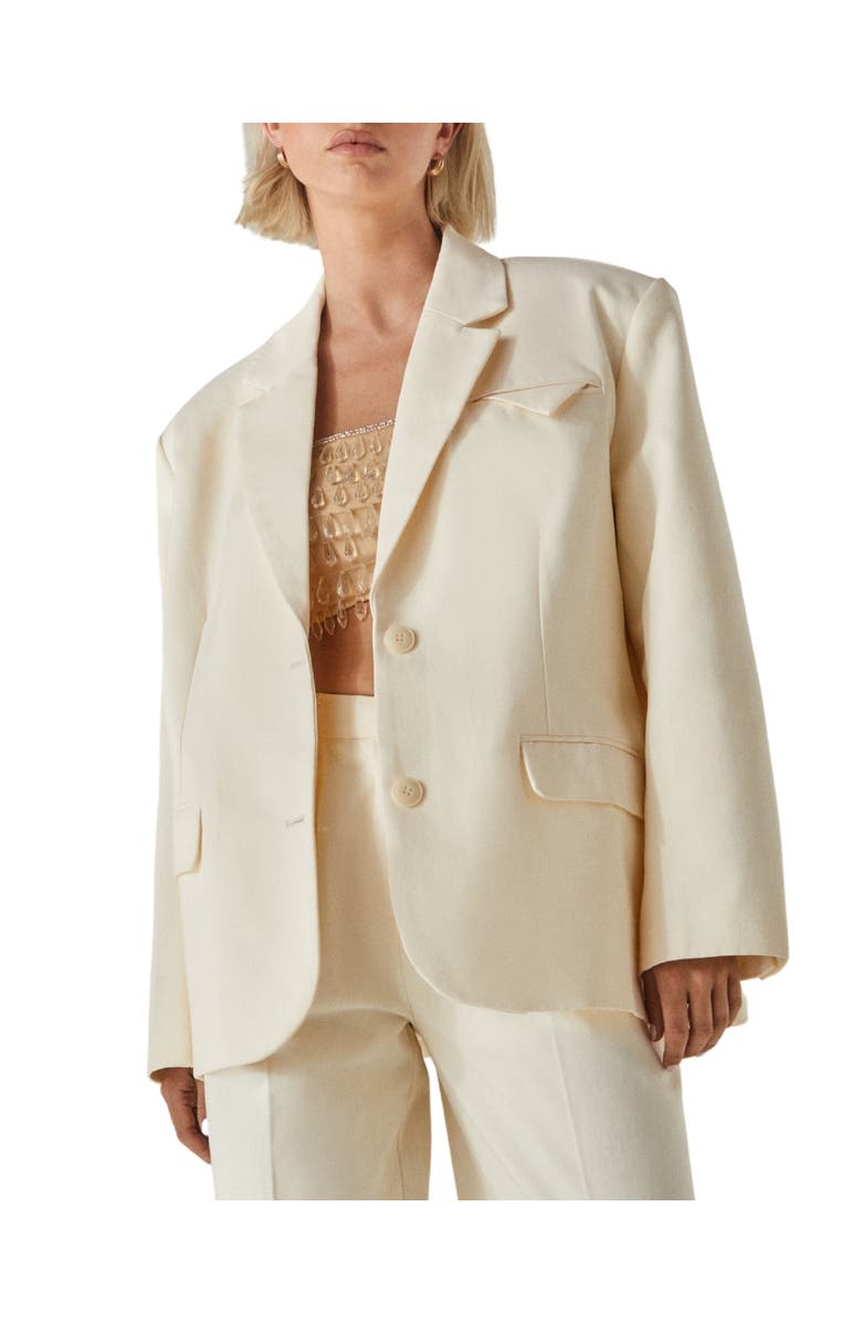 NASTY GAL Twill Oversized Tailored Blazer, Alternate, color, Cream