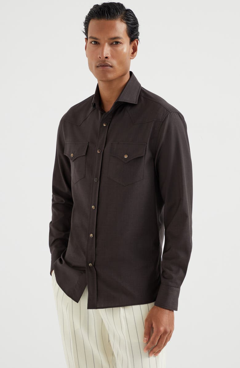 Brunello Cucinelli Shirt with snaps, Alternate, color, 