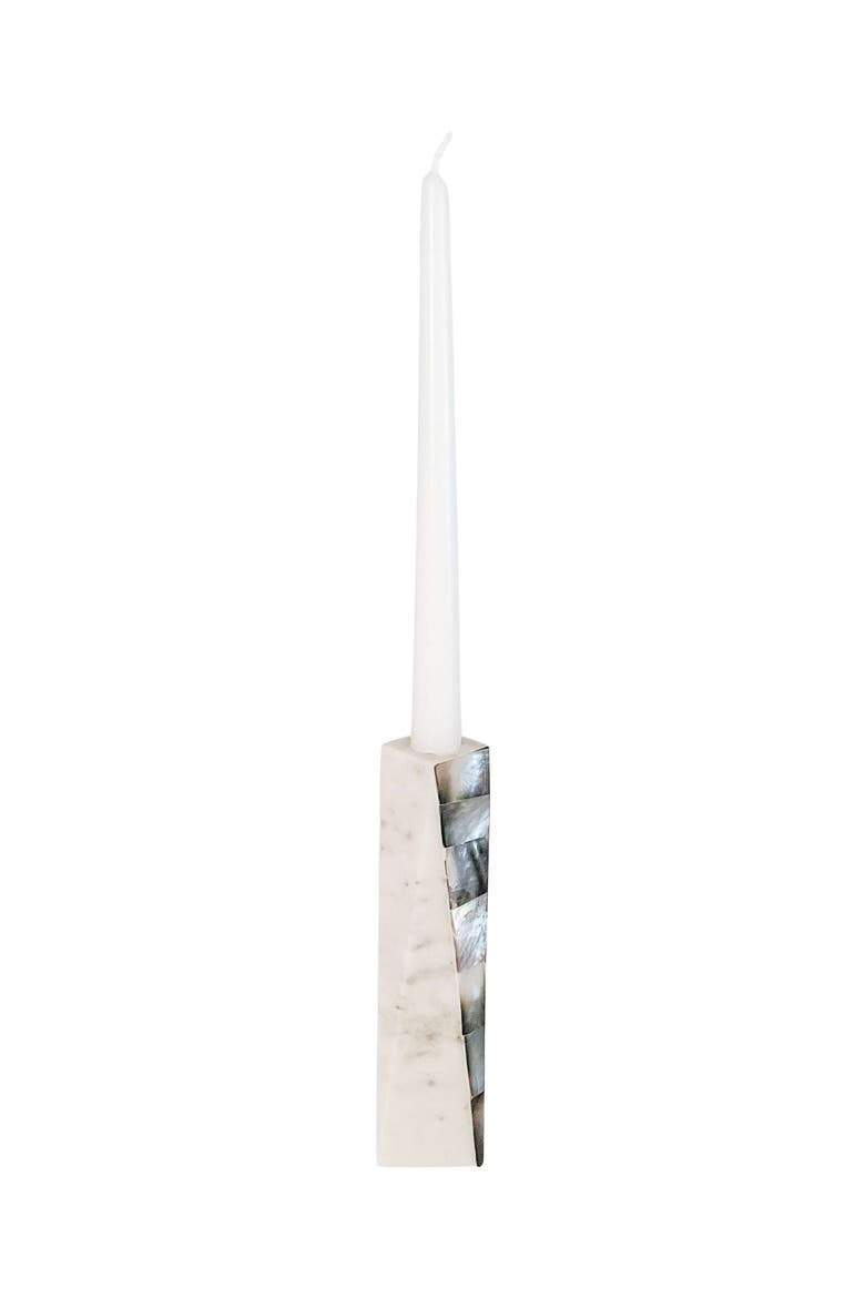 Marble Grey Pearl Candle Holders, Main, color, White