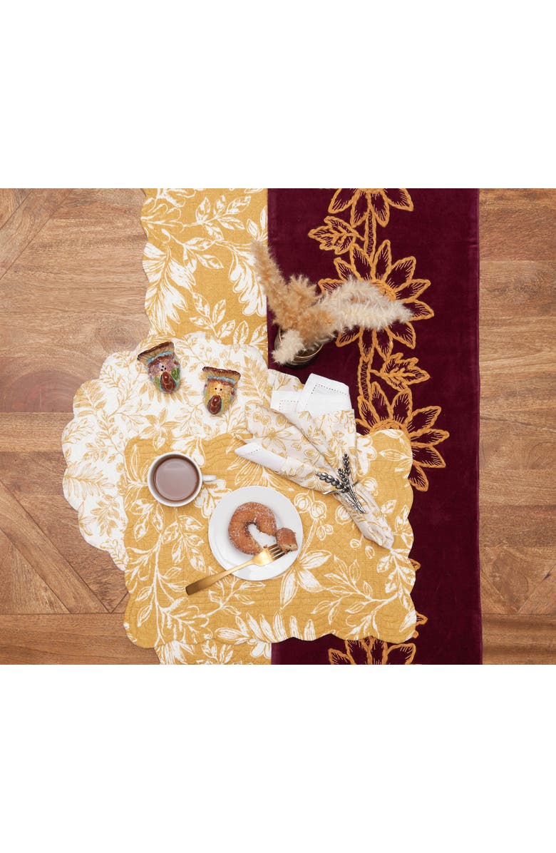 C&F Home Everview Gold Floral Quilted Table Runner 14" x 51", Alternate, color, Yellow