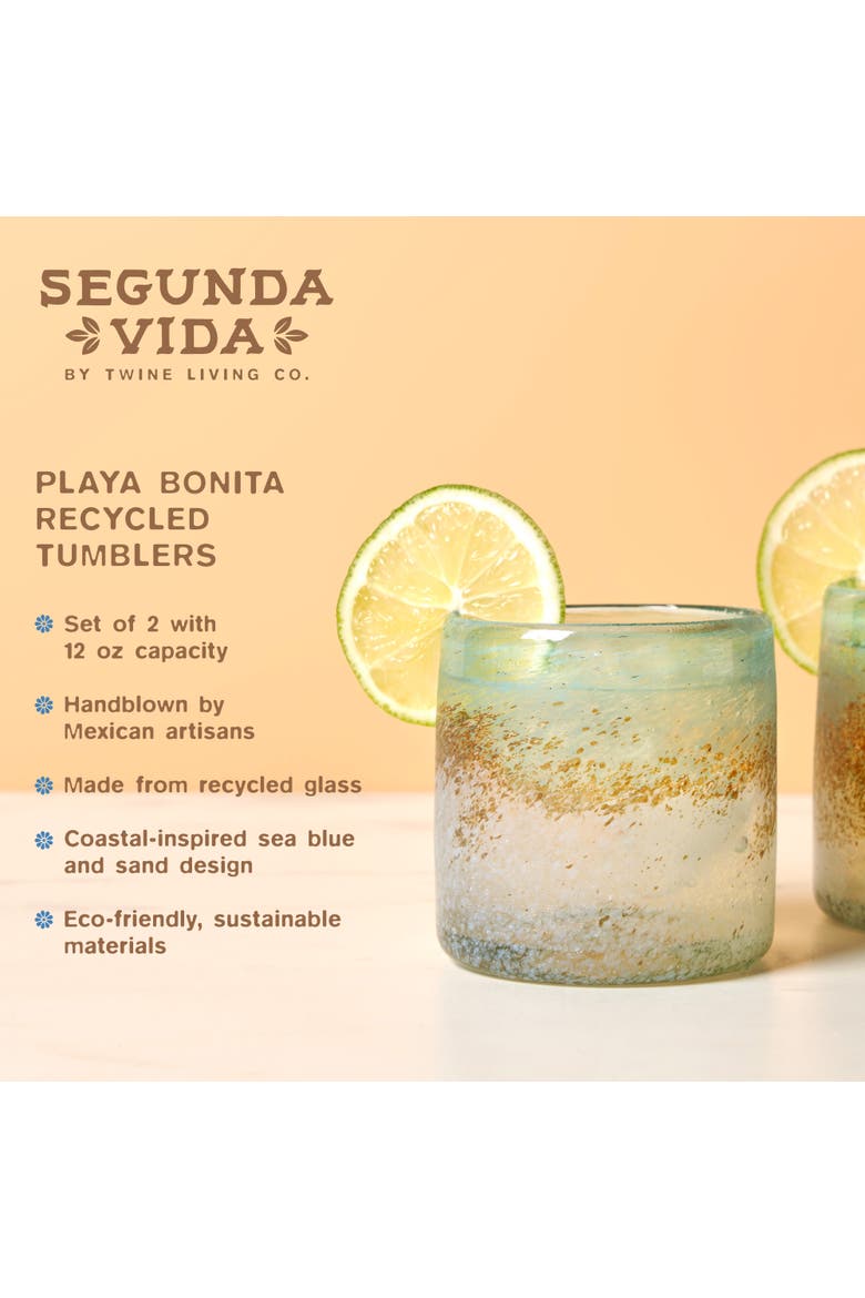 Segunda Vida Playa Bonita Recycled Tumblers Set of 2, Alternate, color, Blue