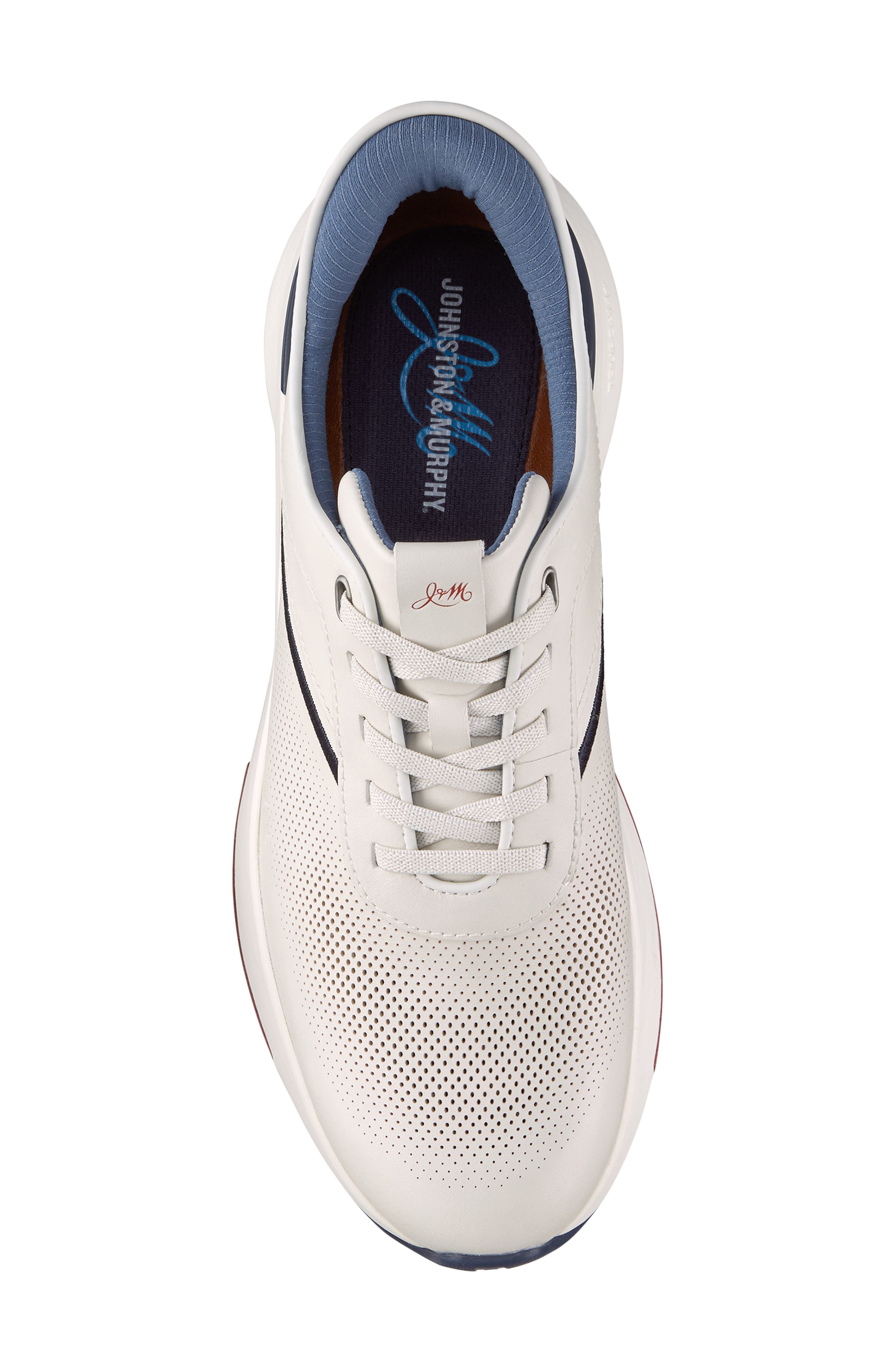 Johnston & Murphy Surge U-Throat Embossed Sneaker, Alternate, color, White Full Grain