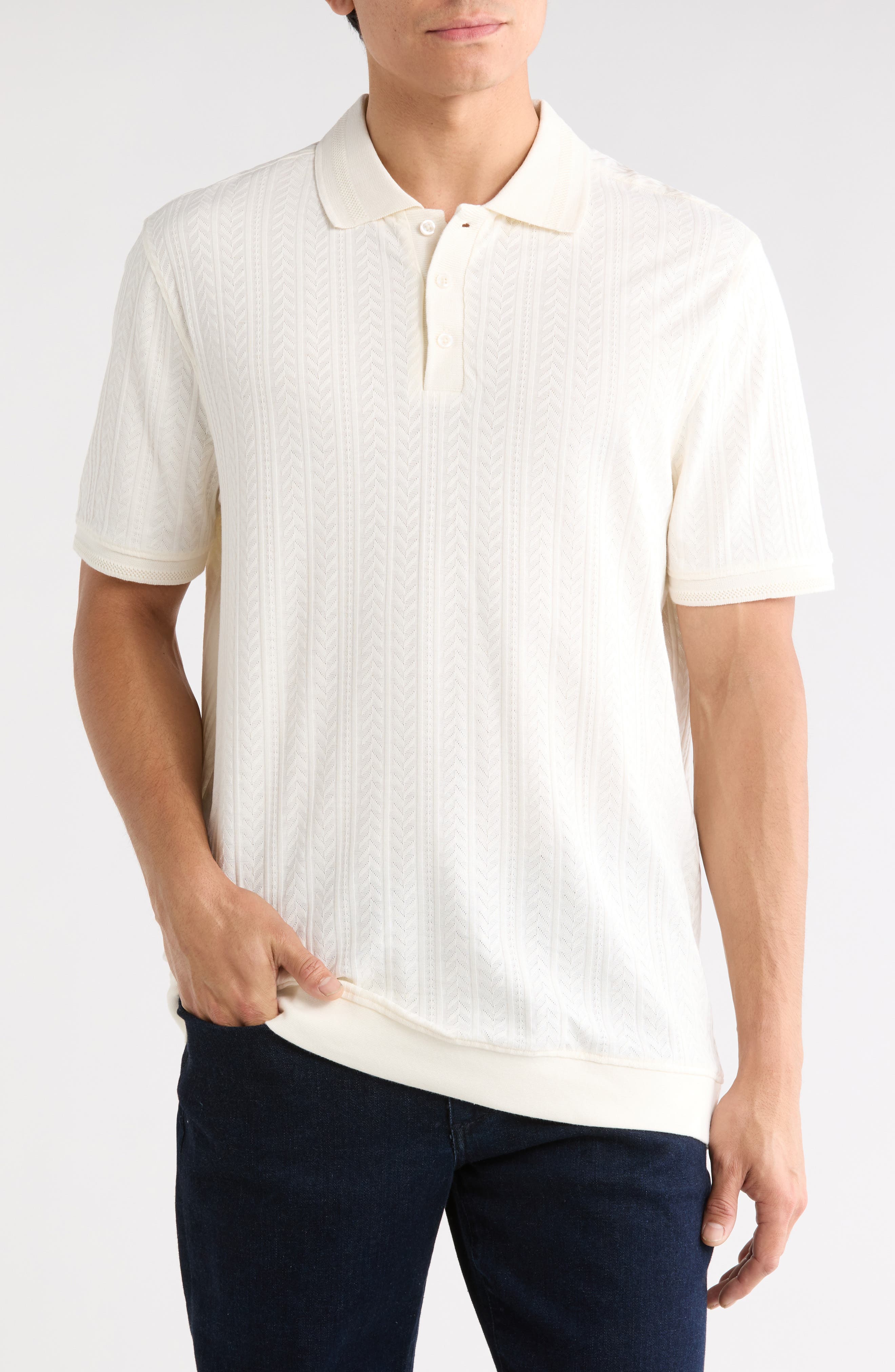 Gianluca Textured Herringbone Polo