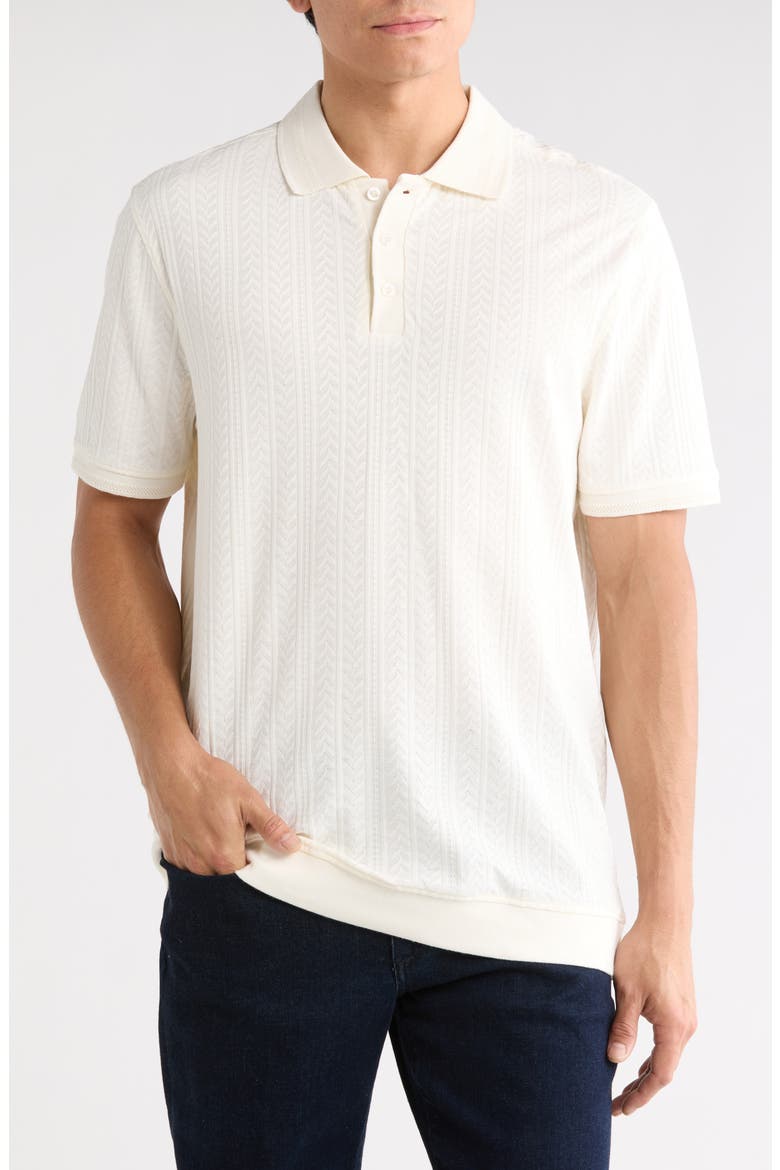 Gianluca Textured Herringbone Polo, Main, color, CREAM