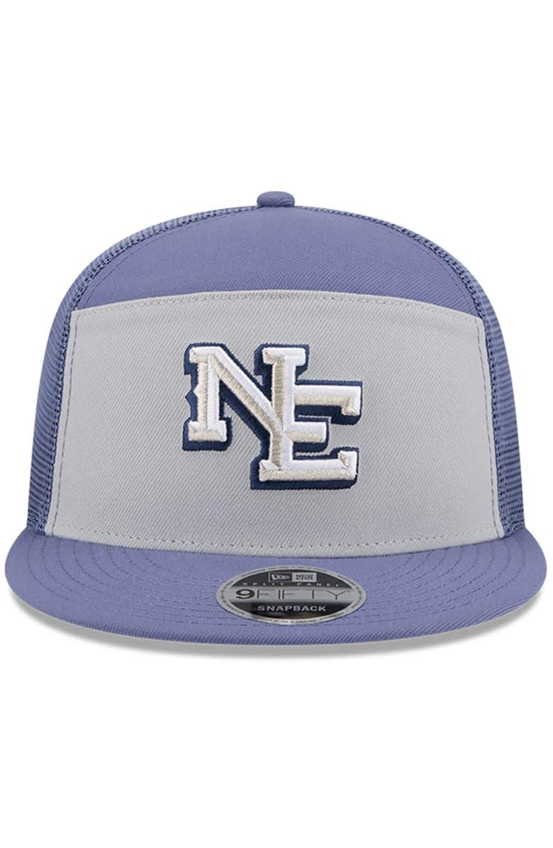 New Era Men's New Era  Gray/Meadow Blue New England Patriots 2025 Rivalries Collection Team Split Panel 9FIFTY Snapback Hat, Alternate, color, 