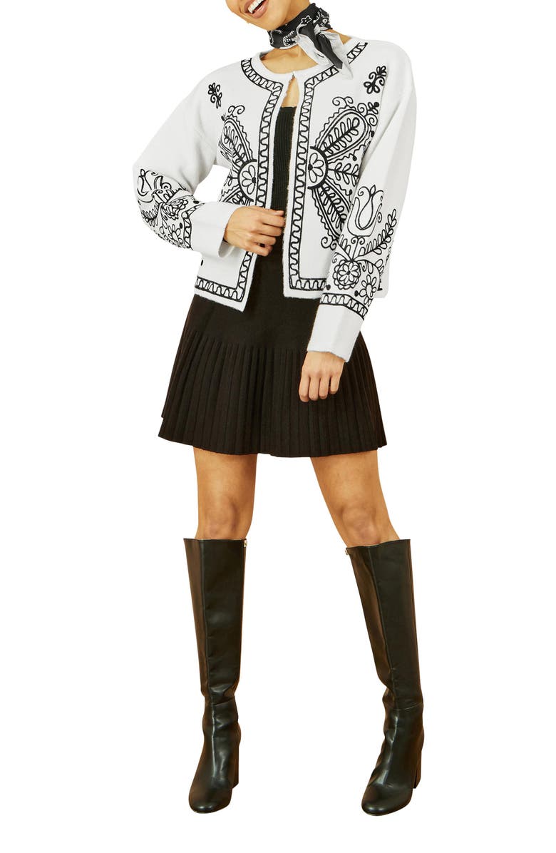 Yumi Knitted Folk Edge To Edge Cardi, Alternate, color, Ivory