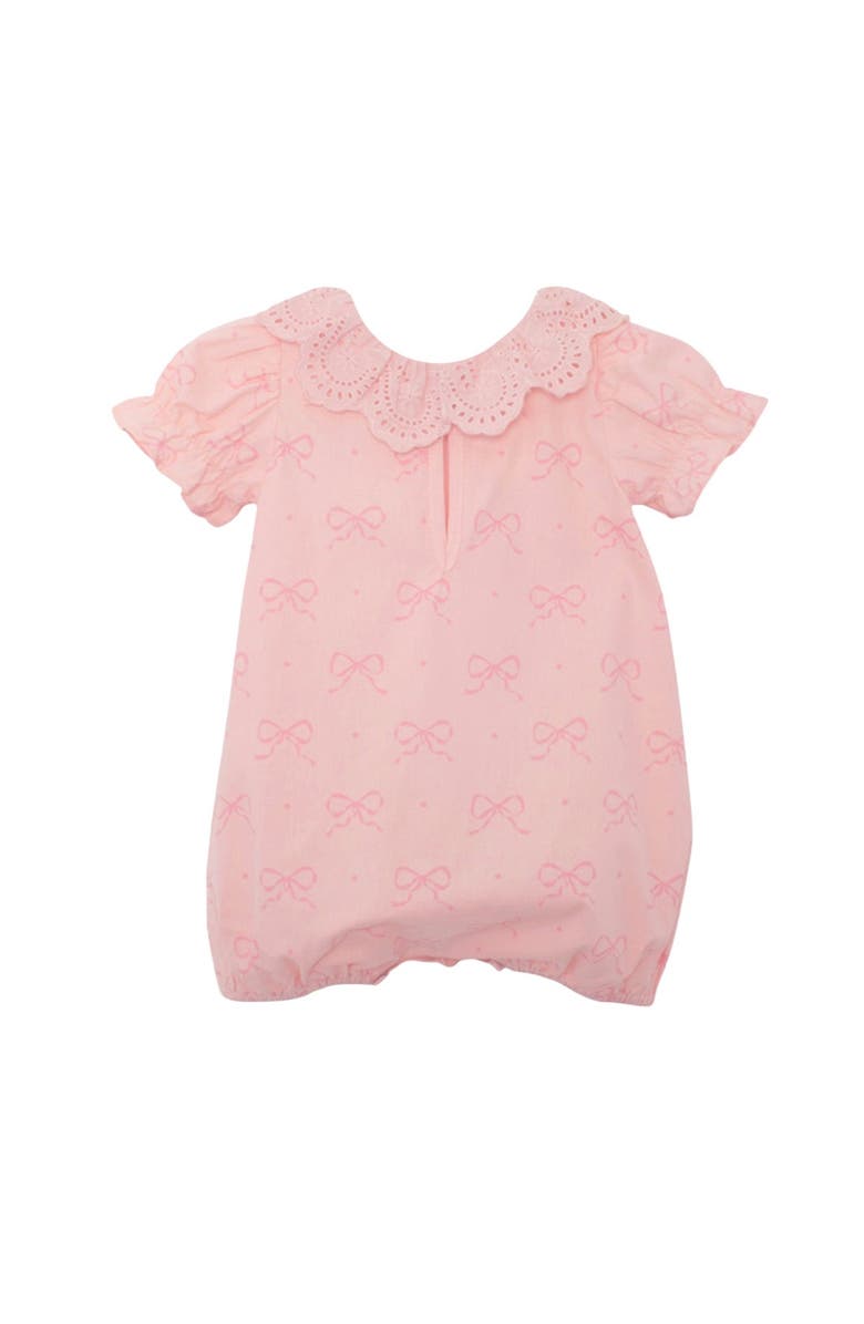 Mabel + Honey Lacy Bowkisses Short Sleeve Romper, Alternate, color, Pink
