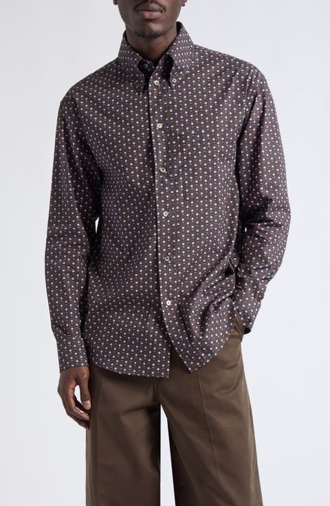 Printed Cotton Button Down Shirt
