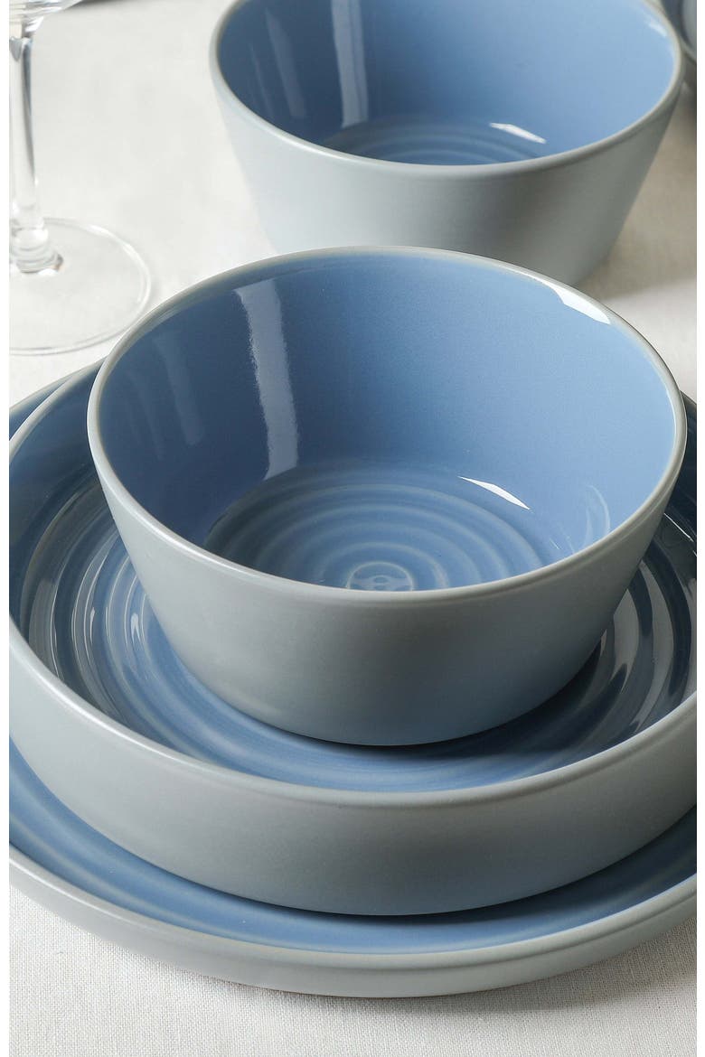 Elica Stoneware 12-Piece Dinnerware Set, Alternate, color, Blue And Grey
