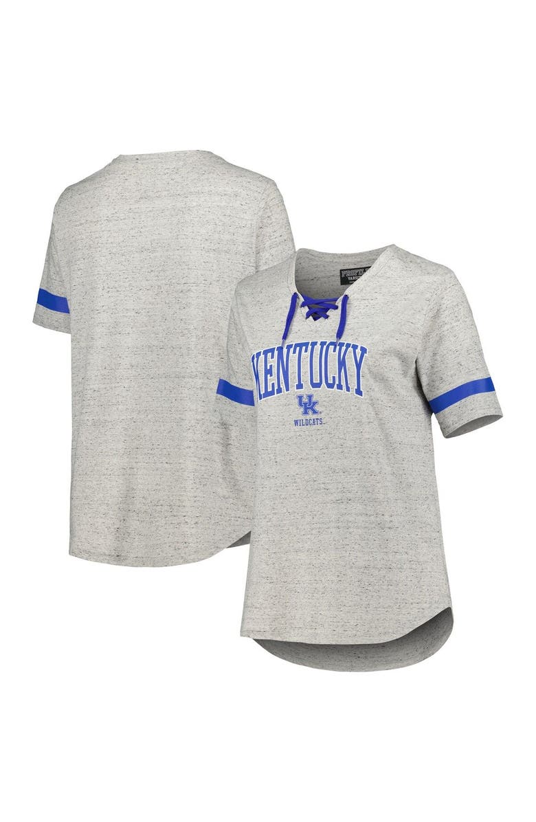 PROFILE Women's Heather Gray Kentucky Wildcats Plus Size Lace-Up T-Shirt, Main, color, 