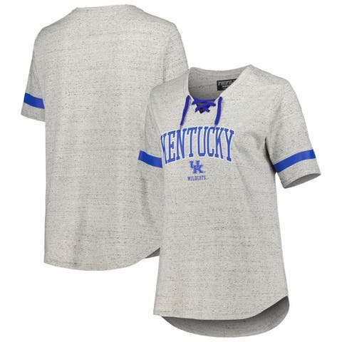 Women's Heather Gray Kentucky Wildcats Plus Size Lace-Up T-Shirt