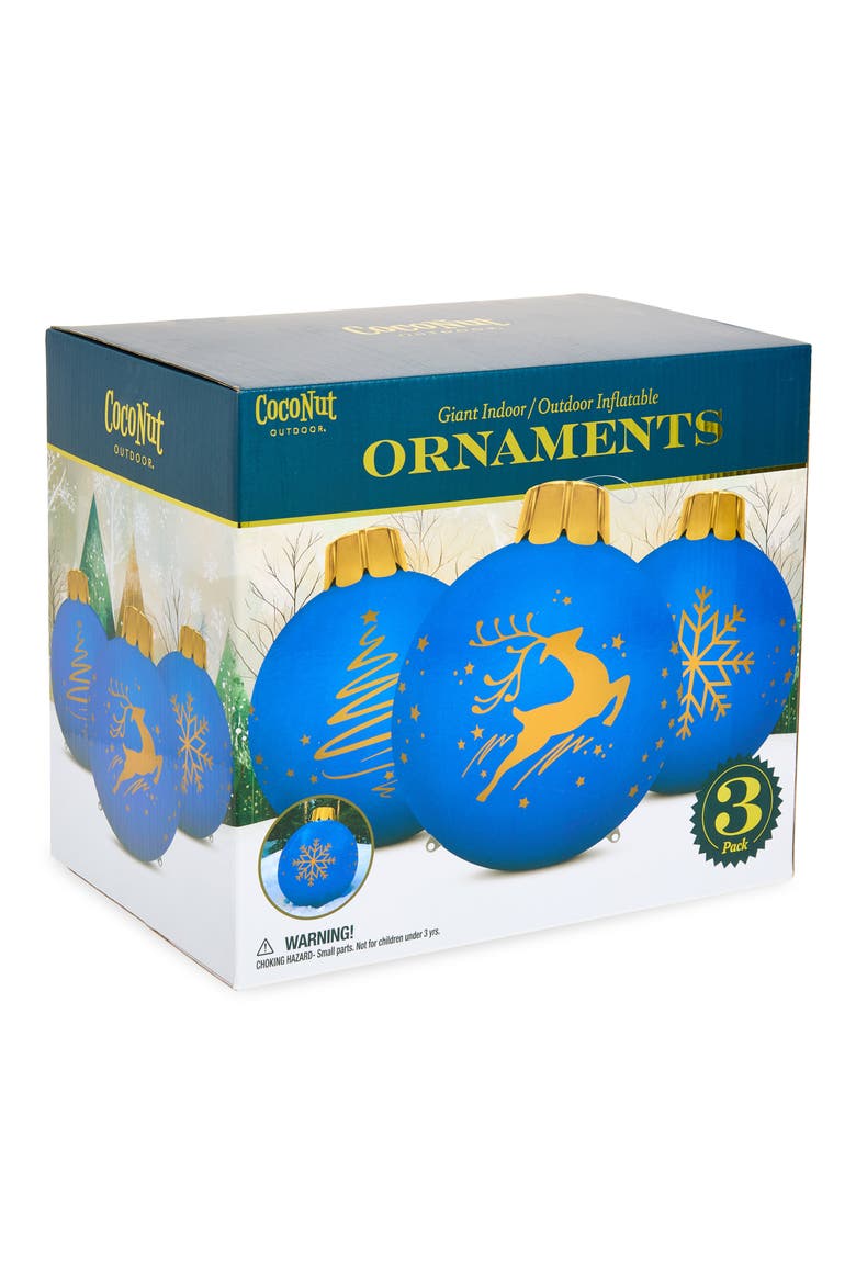 Assorted 3-Pack Inflatable Indoor/Outdoor Holiday Ornaments, Main, color, BLUE