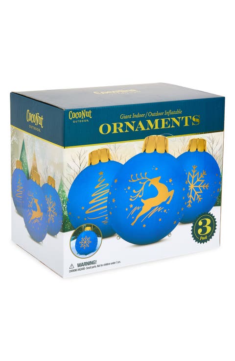 Assorted 3-Pack Inflatable Indoor/Outdoor Holiday Ornaments