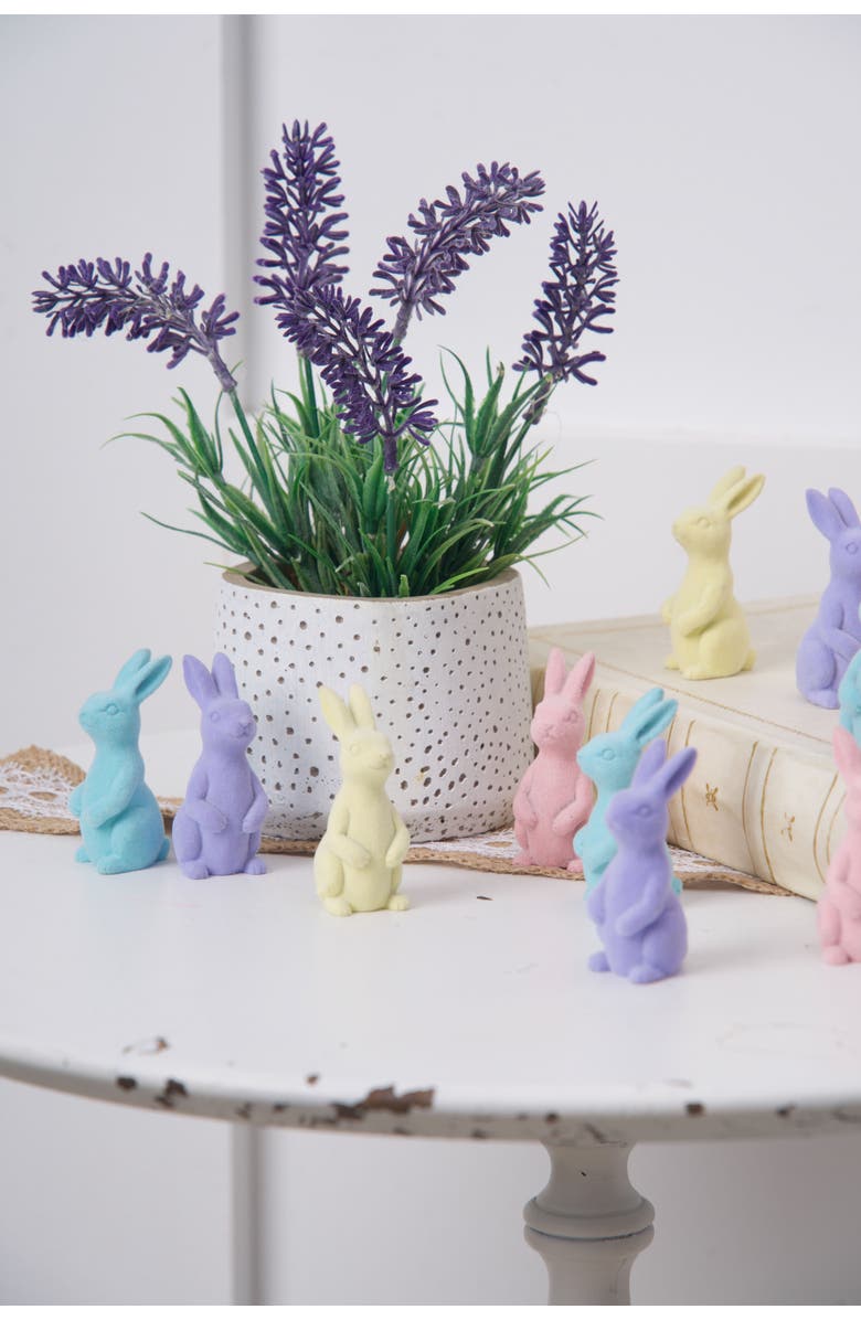 Gallerie II Flocked Easter Bunnies In Box Assortment of 12 Figurines, Alternate, color, Pink