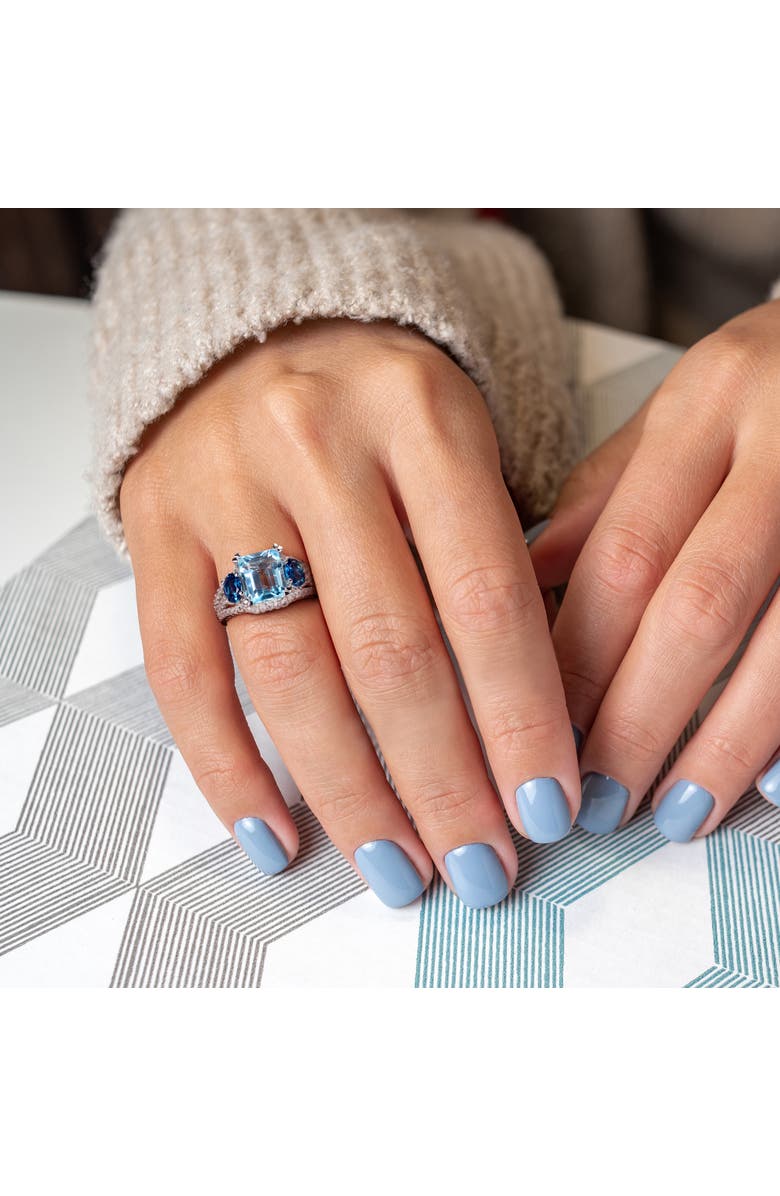 Julianna B. Blue Topaz & Created White Sapphire 3-Stone Ring, Alternate, color, Topaz