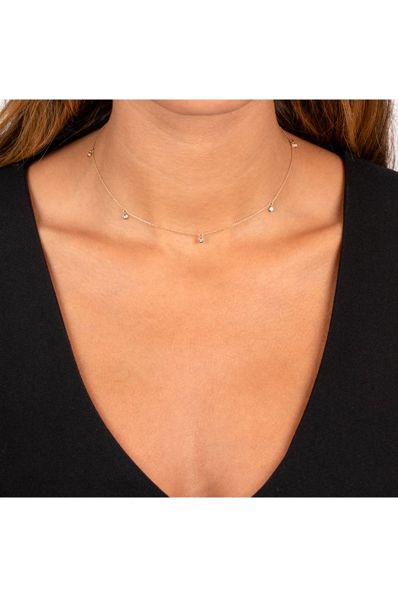 Diamond Multi Dangling Bezel Necklace 14K, Alternate, color, 14K Gold