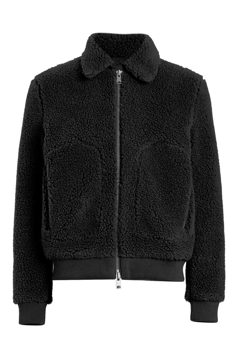 Faux Shearling Buzz Bomber Jacket, Alternate, color, CINDER MARL