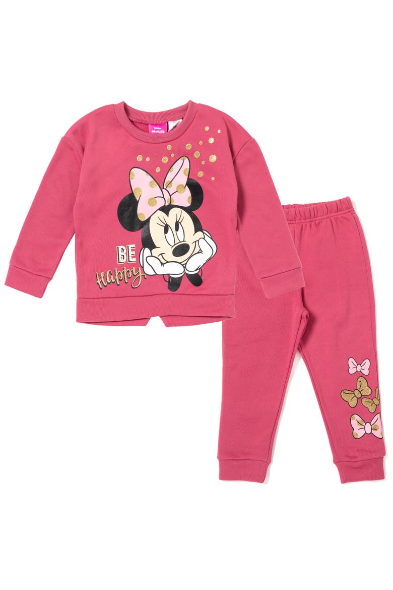 Minnie Mouse 2-Piece Fleece Sweatshirt and Pants Set, Main, color, Bright Pink Minnie