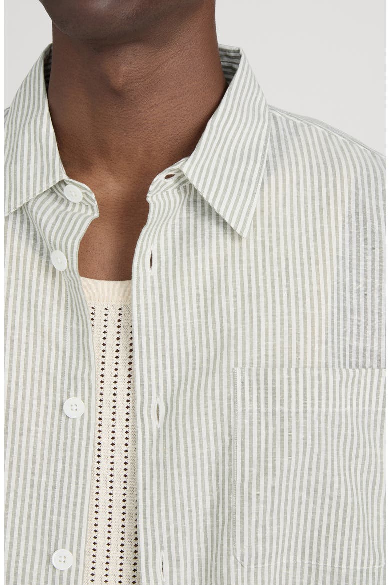 Stripe Button-Up Shirt, Alternate, color, KHAKI ECRU STRIPE