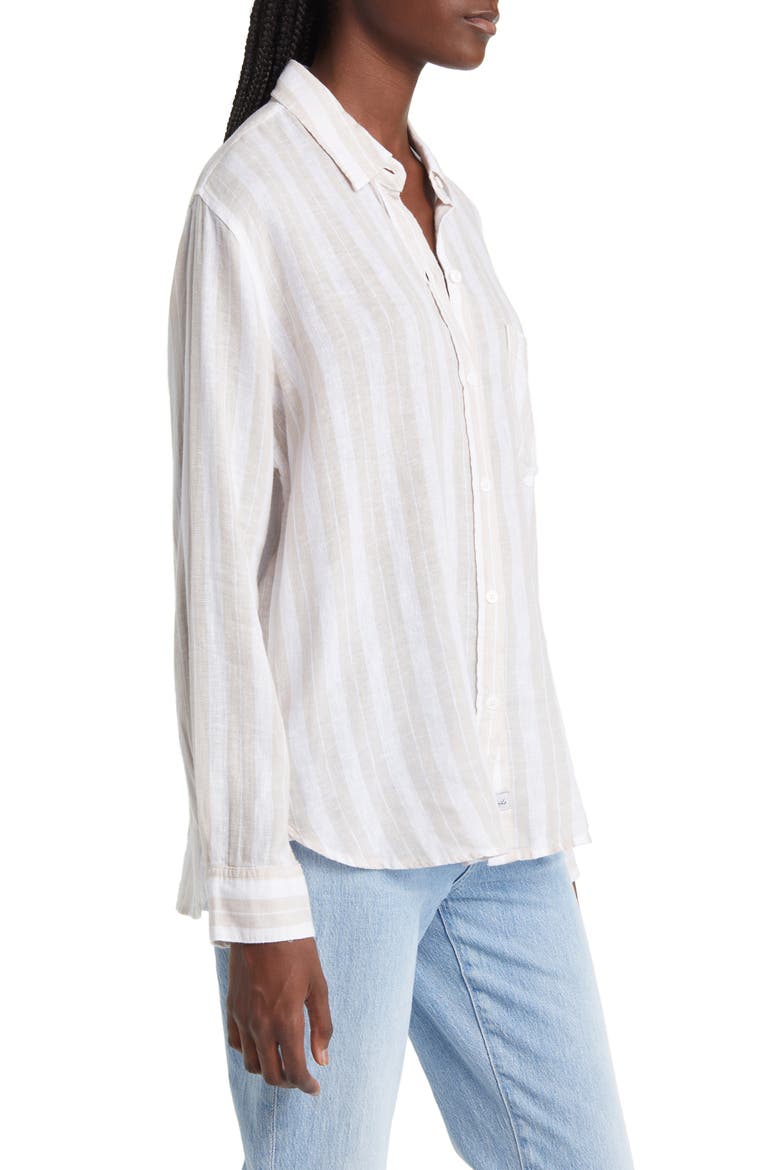 Charli Linen Blend Button-Up Shirt, Alternate, color, SHORE STRIPE