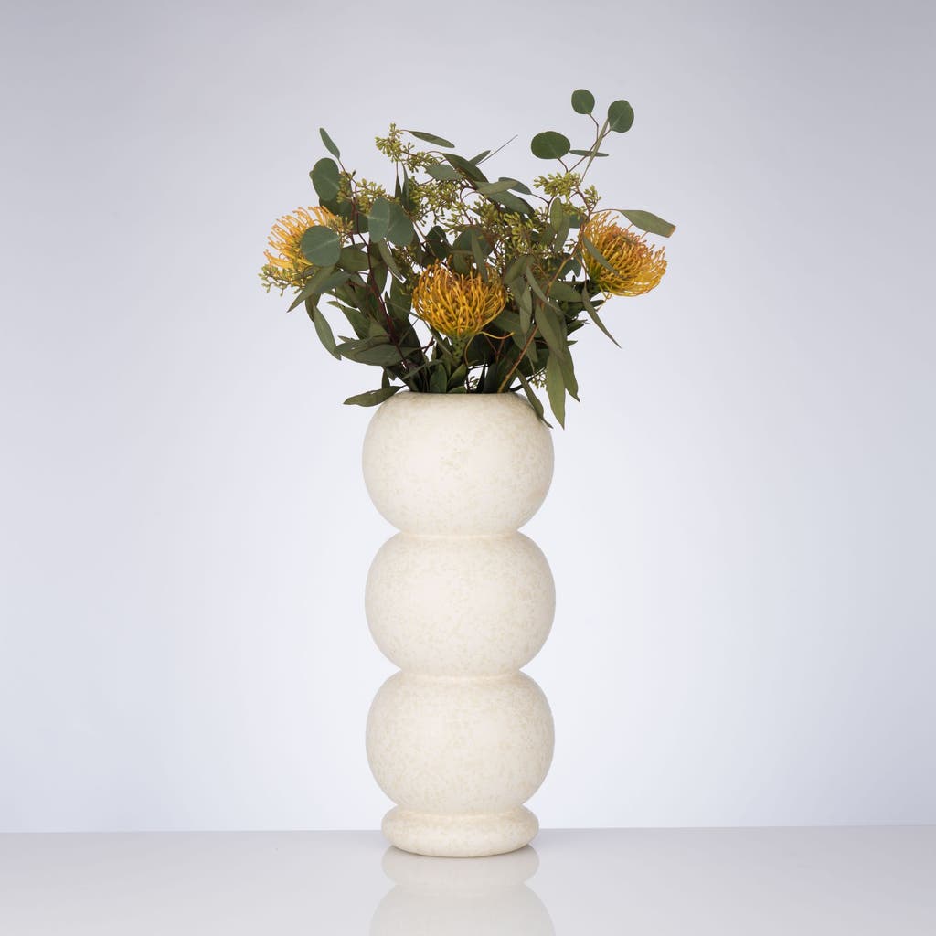 Dina Decor Stacked & Chic Vase In White