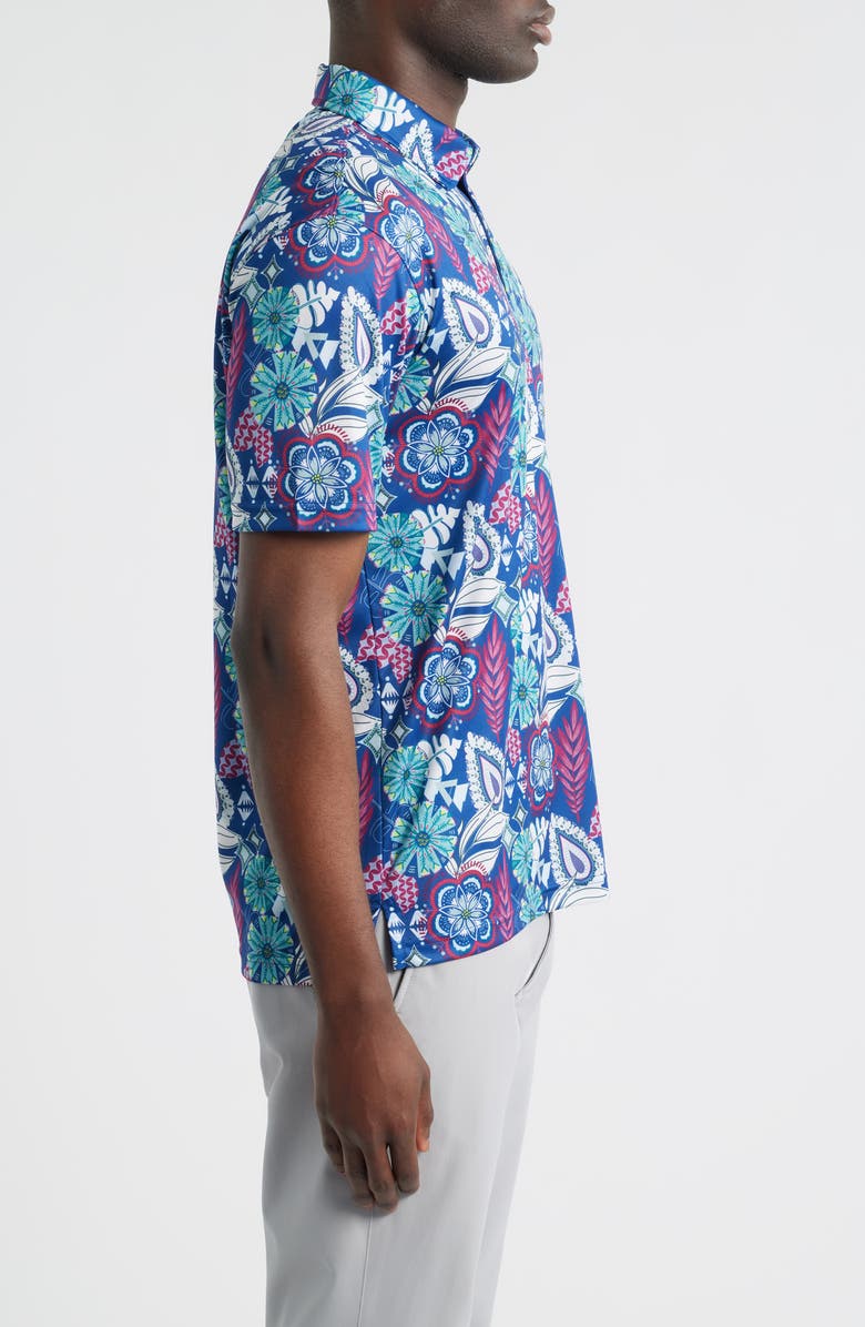 Swannies Festival Floral Performance Golf Polo, Alternate, color, Twilight