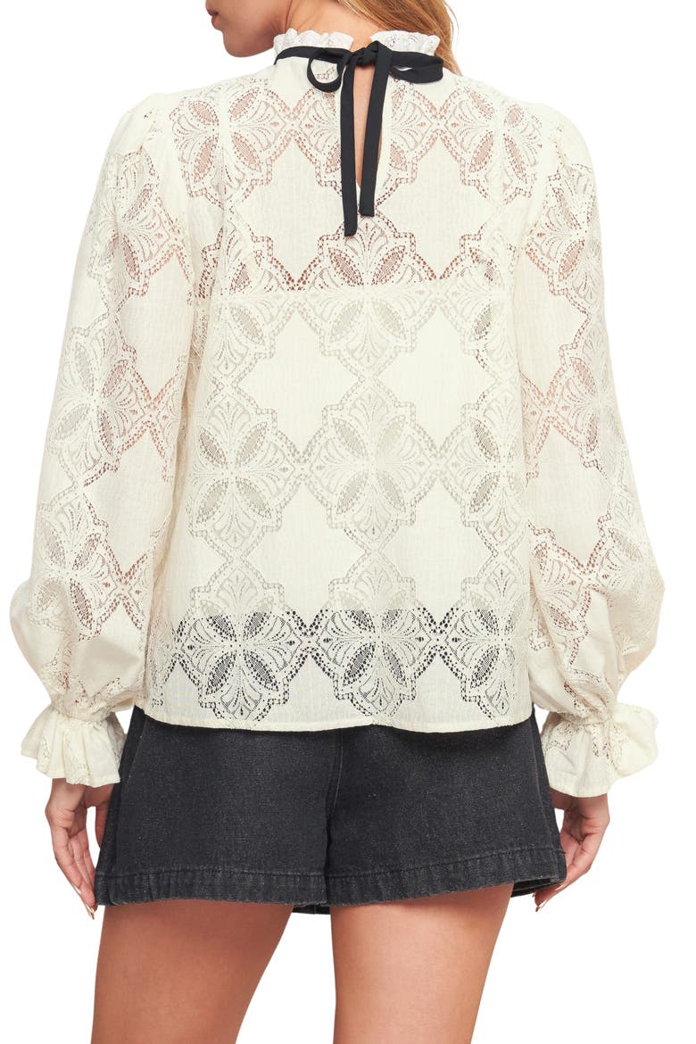 Mock Neck Lace Top, Alternate, color, IVORY