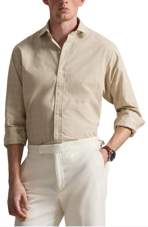 Classic Fit Glen Check Cotton Poplin Button-Up Shirt