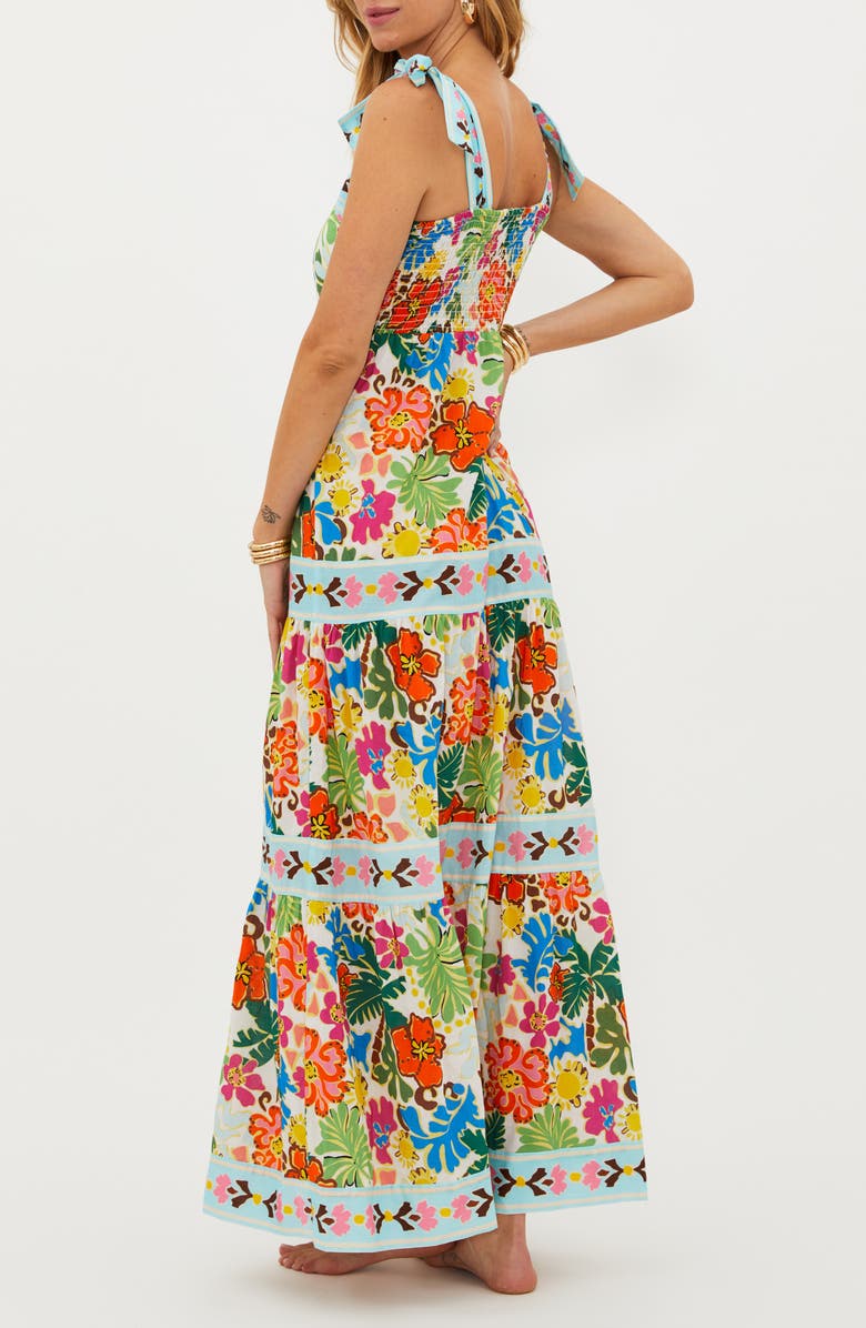 Beach Riot Floral Tie Strap Cotton Maxi Sundress, Alternate, color, Tropical Sands