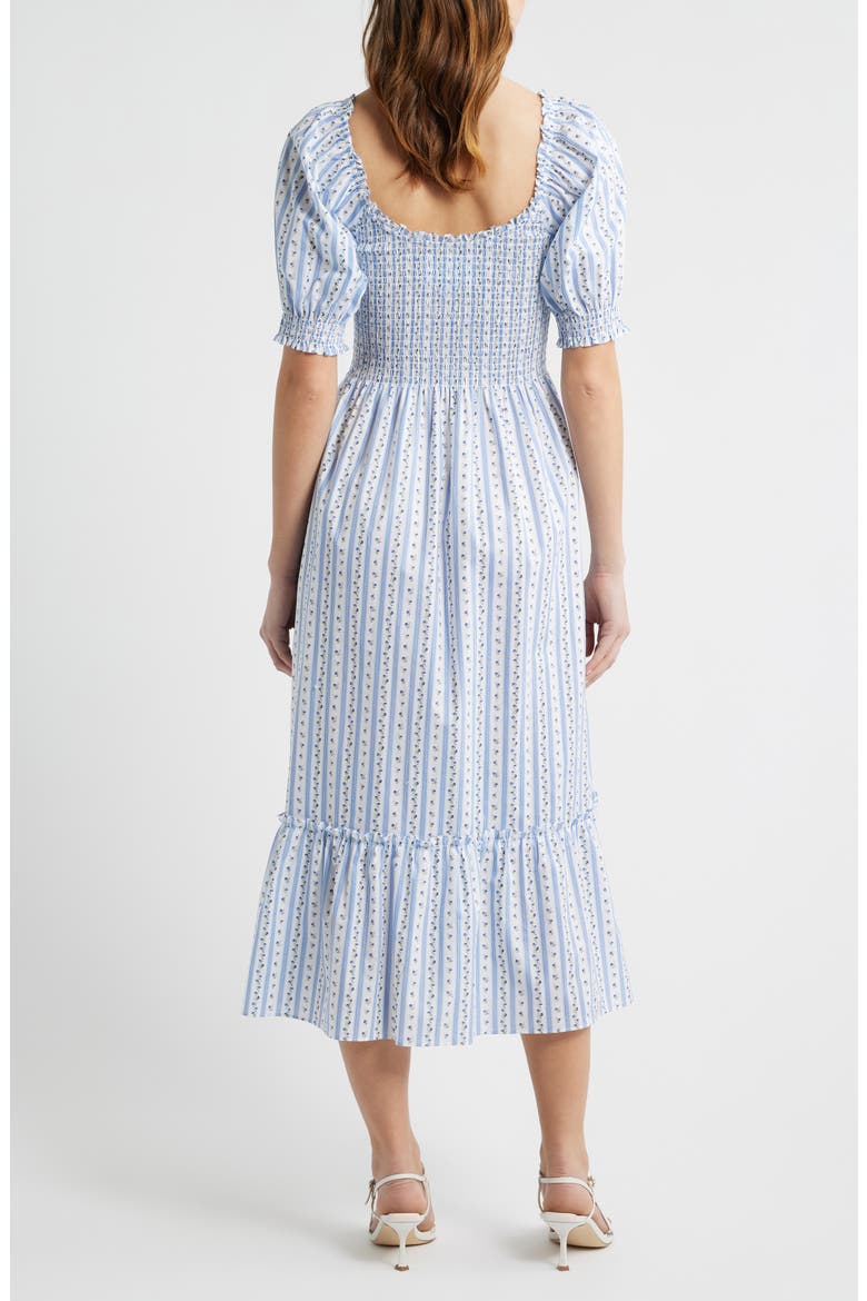 The Louisa Ditsy Floral Midi Nap Dress, Alternate, color, PETAL STRIPE BLUE