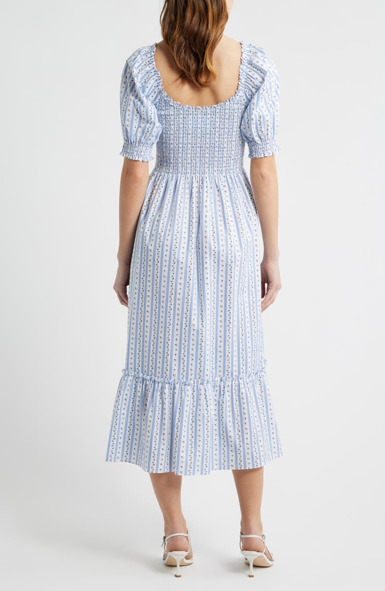 Hill House Home The Louisa Ditsy Floral Midi Nap Dress, Alternate, color, Petal Stripe Blue