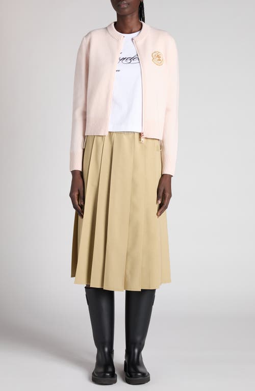 Moncler Wool-cashmere Heart Patch Cardigan In Pink