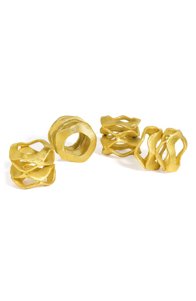 Tiramisu Radiant Gold Set of 4 Napkin Rings, Main, color,