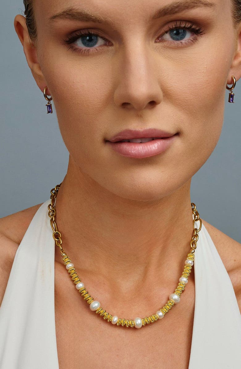 Nialaya Pearl Chain Choker, Alternate, color, Gold/Pearl