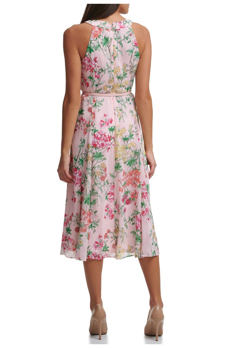 Tommy Hilfiger Sleeveless Diana Floral Chiffon Belted Halter Midi Dress, Alternate, color, 