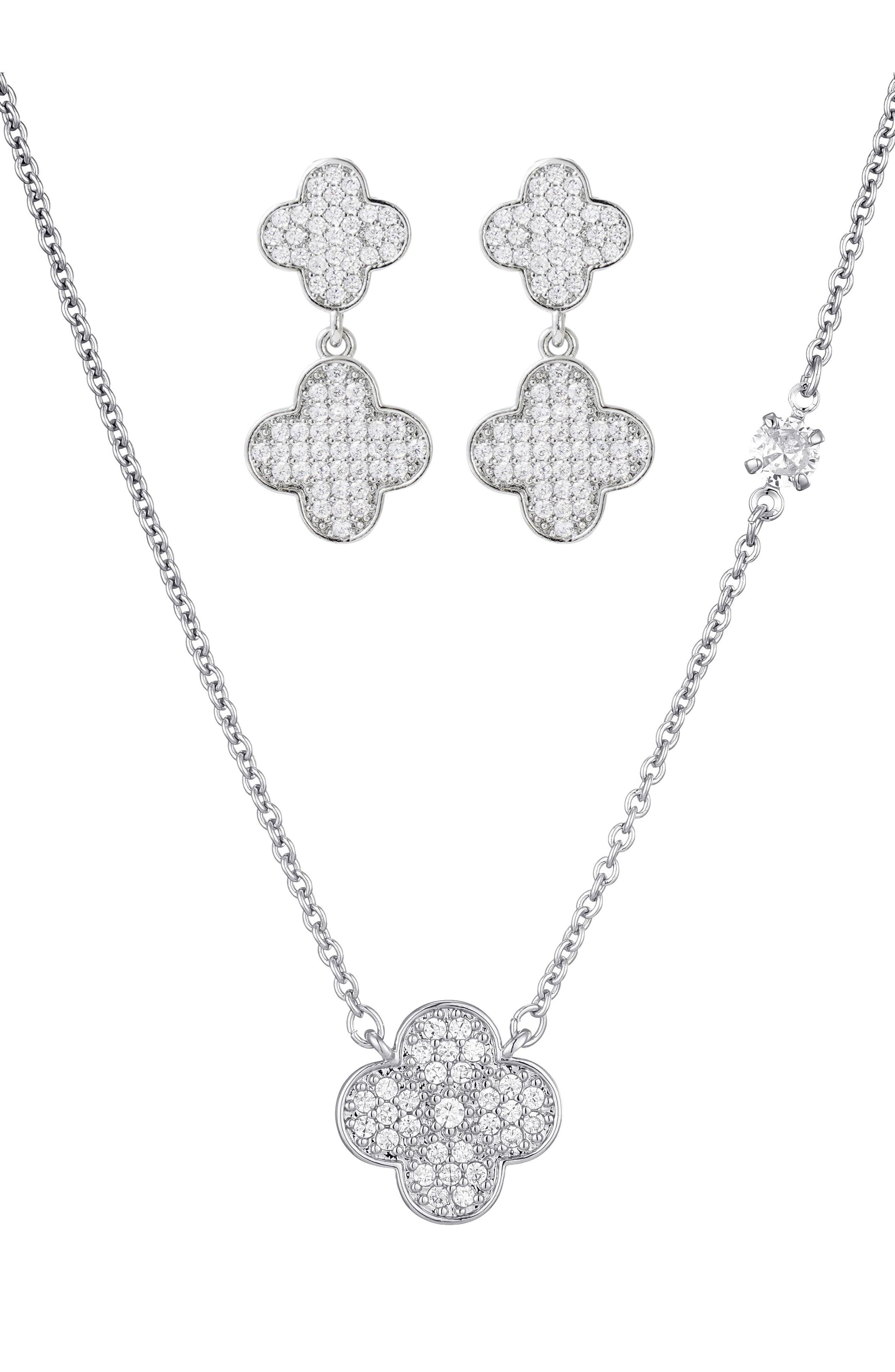 Adornia Clover Drop Earrings & Necklace Set