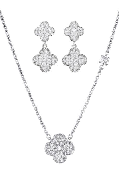 Clover Drop Earrings & Necklace Set