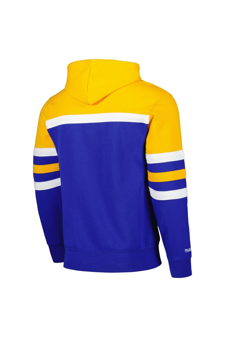 Men's Mitchell & Ness Royal/Gold Milwaukee Brewers Head Coach Pullover Hoodie, Alternate, color, Royal