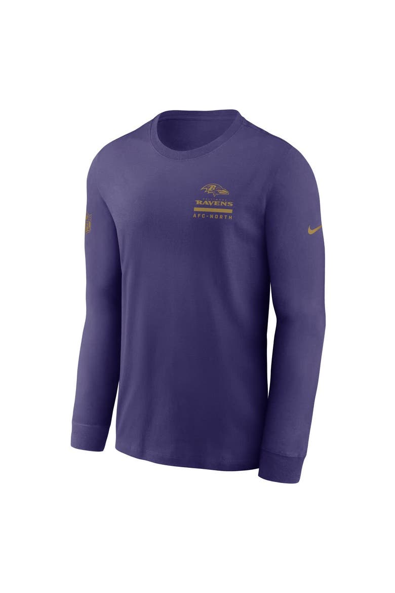 Men's Nike Purple Baltimore Ravens Sideline Performance Long Sleeve T-Shirt, Alternate, color, Purple