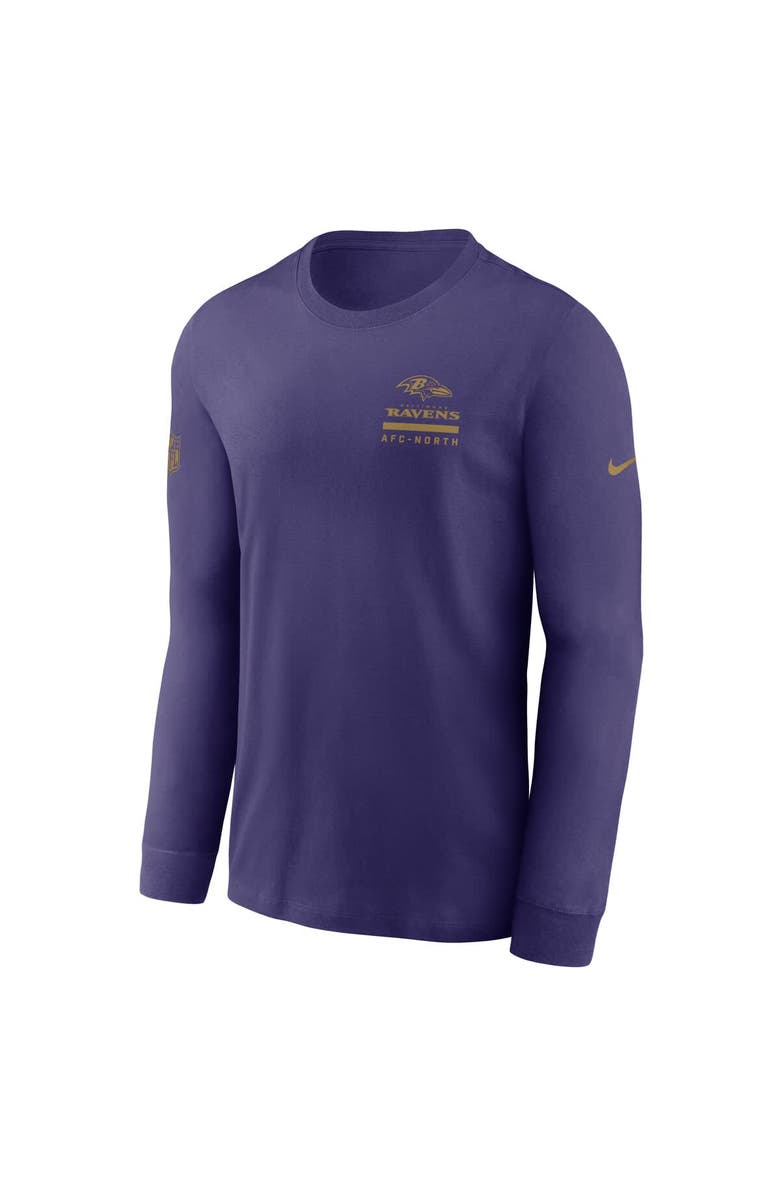Nike Men's Nike Purple Baltimore Ravens Sideline Performance Long Sleeve T-Shirt, Alternate, color, Purple