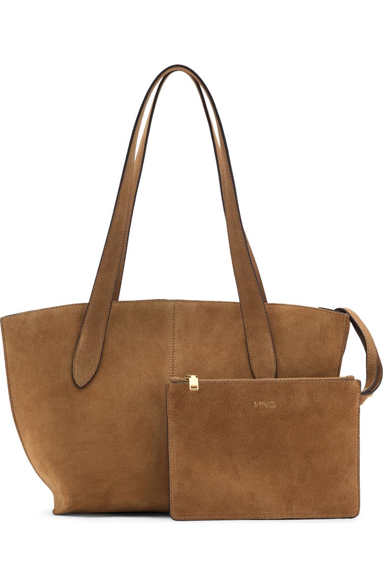 MANGO Mini Suede Shopper Bag, Main, color,