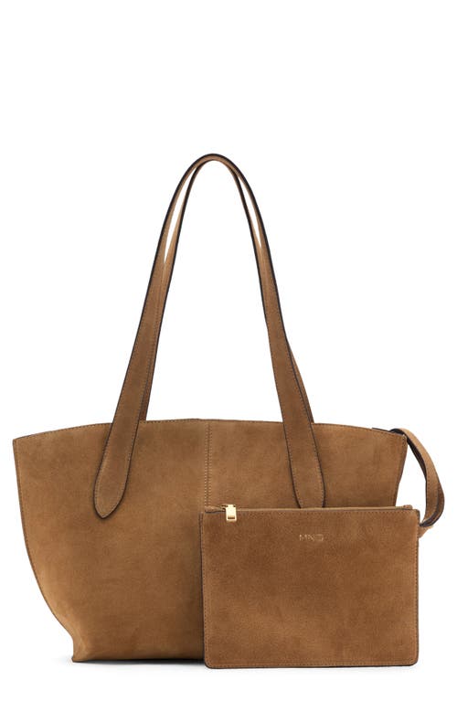 Mango Mini Suede Shopper Bag In Brown