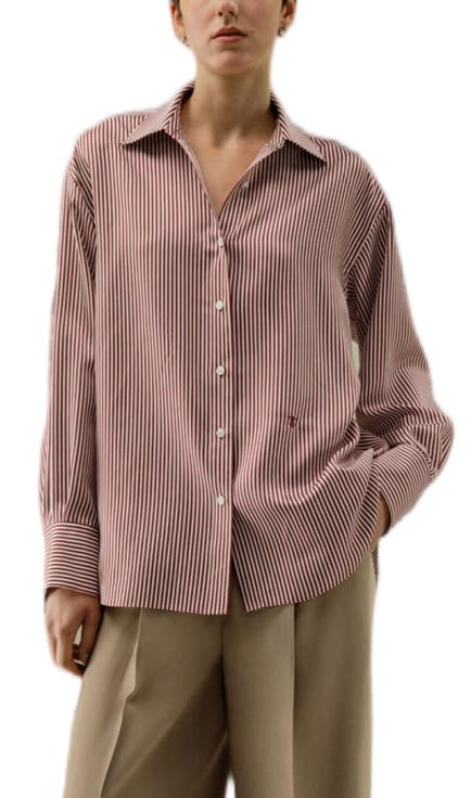 Women's Ancora Red Oversized Striped Shirt