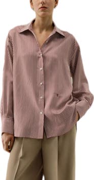Lilysilk Women's Ancora Red Oversized Striped Shirt