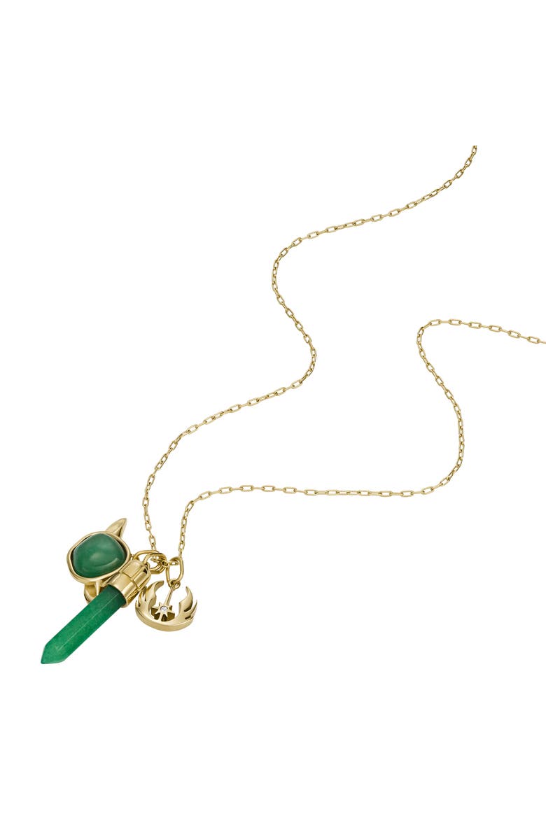 Fossil x Star Wars<sup>™</sup> Green Aventurine Yoda Charm Necklace, Alternate, color, 