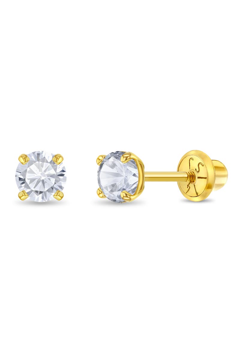 In Season Jewelry 14k Pronged Simulated Birthstone Earrings, Main, color, April
