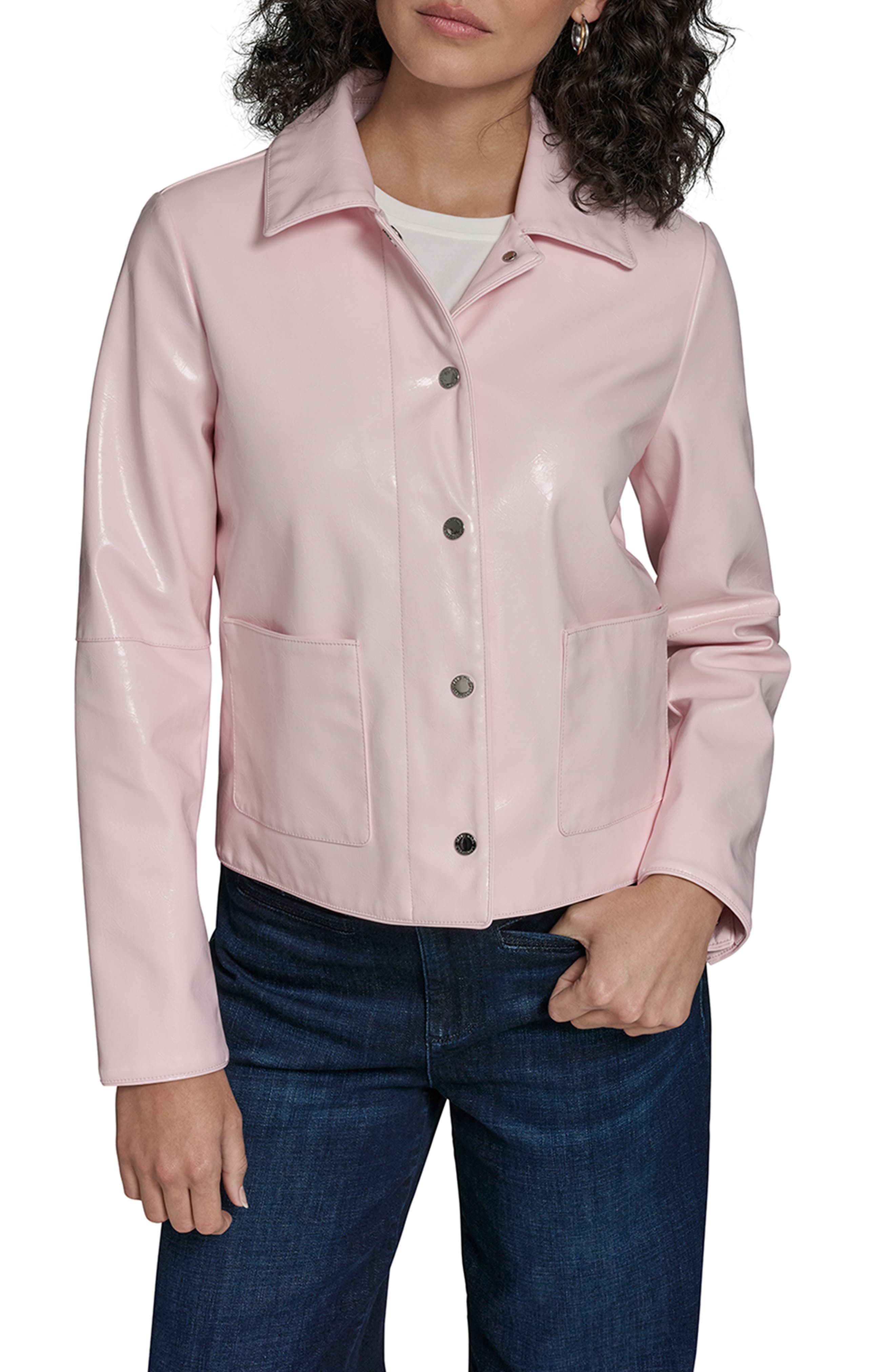 Snap Front Patent Leather Shirt Jacket - image 3