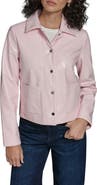 KARL LAGERFELD Snap Front Patent Leather Shirt Jacket