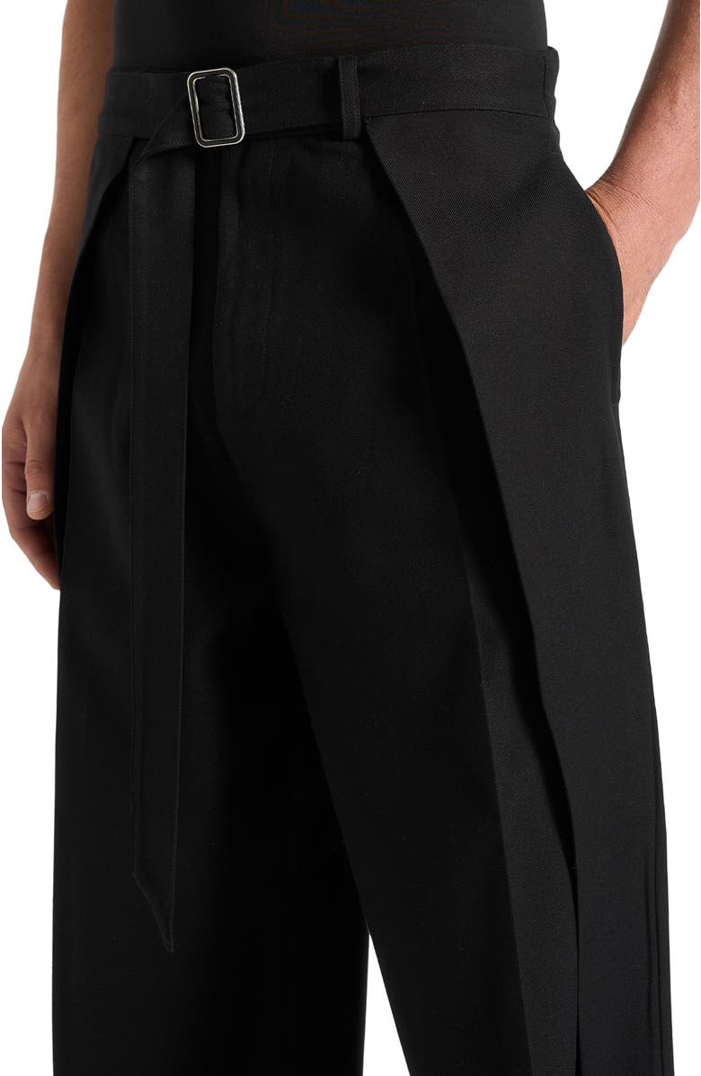 Manière De Voir Charles Wide Fit Wrap Leg Tailored Trousers, Alternate, color, Black